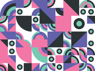 Fototapeta premium Vibrant abstract geometric pattern background with retro-inspired modern art design