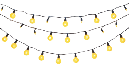 Curved Light Bulb Strands Illustration on Transparent Background