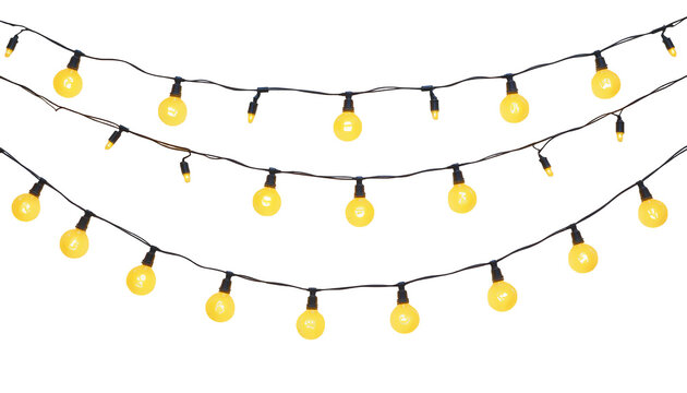 Curved Light Bulb Strands Illustration on Transparent Background