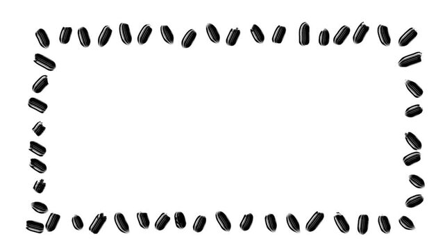 Hand drawn black charcoal vertical line rectangle border with rough texture sketch on clean white background surface stop motion style