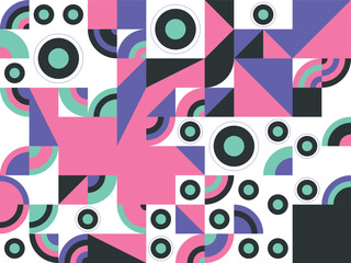 Vibrant abstract geometric pattern background with retro-inspired modern art design