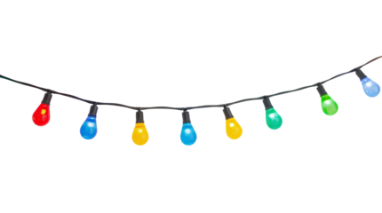 Colorful Christmas Light String Illustration on transparent Background