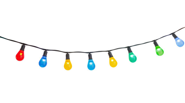 Colorful Christmas Light String Illustration on transparent Background