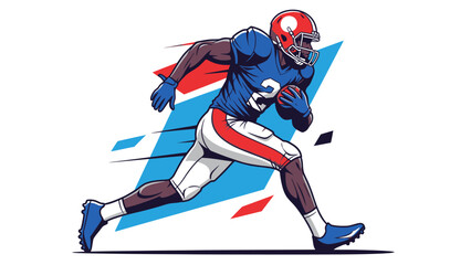 Fototapeta premium Football Player in Action: A dynamic and vibrant illustration of a football player charging forward, showcasing the energy, movement, and intensity of the sport.