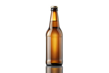 brown glass beer bottle isolated on white background