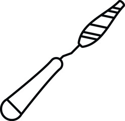 Palette knife icon representing art and creativity as a simple line drawing