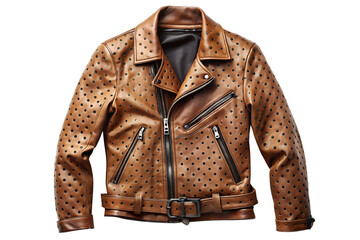 brown leather women's jacket isolated on white background