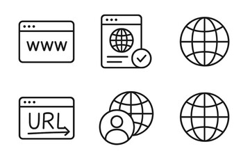 Web browser icons: www, url, user, and globe symbols