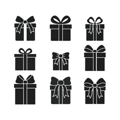 Gift boxes with bows icon set