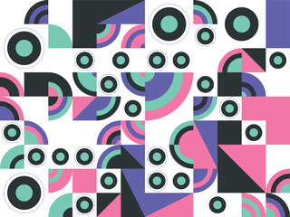 Abstract Geometric Pattern with Circles and Squares in Pastel Colors