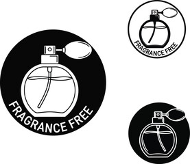 Fragrance free perfume bottle icon symbol set health sensitive skincare allergen avoidance vector