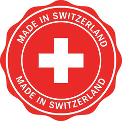 Obraz premium Swiss made quality seal emblem round badge with cross symbol high precision craftsmanship vector
