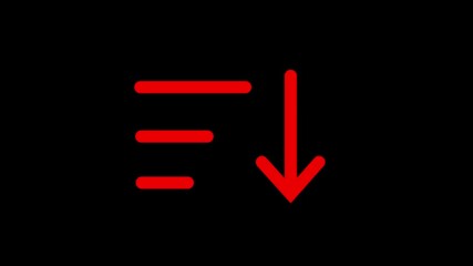 “Glowing red download arrow icon with horizontal lines, representing fast download, data transfer, file saving, and modern digital interface elements. Minimal futuristic design suitable for UI/UX, ap - Powered by Adobe