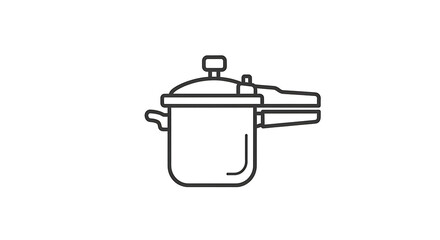 A line drawing of a pressure cooker with a lid and handle on a white background