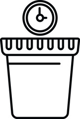 Medical container with a clock icon representing a timely sample analysis