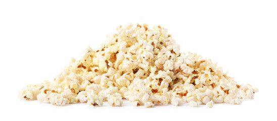 Pile of tasty popcorn isolated on white