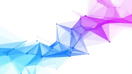 Abstract blue and magenta plexus network structure isolated on white background