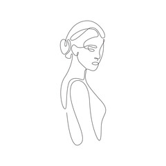 Elegant Woman Side Back View Neck Detail Continuous Line Art