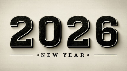 Modern graphic design with 2026 and New Year text on a neutral background