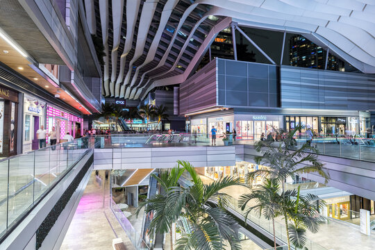 Miami Brickell City Centre modern shopping mall at night in Miami, USA