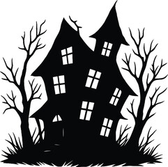 vector illustration of a scary house