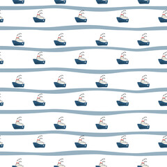 A fun seamless print with stylized boats
