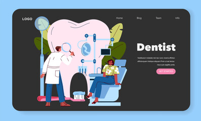Dentist Checking Patient's Teeth Vector Illustration