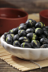 Fresh Black Beans with Green Sprouts in Bowl - Asian Cooking Ingredient