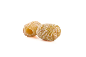 Golden Dried Jujube Fruits Candied Asian Superfood on White Background