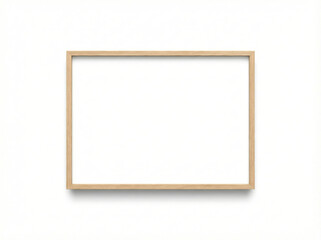 Thin square wooden picture frame with natural oak finish and a wide white inner border isolated on a pure white background
