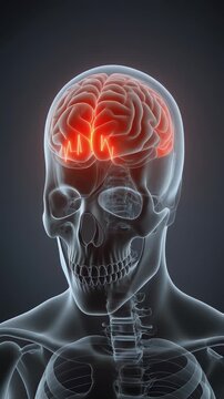 Human brain with highlighted red area medical illustration of headache stroke neurological disease migraine concept of healthcare anatomy and brain disorder 