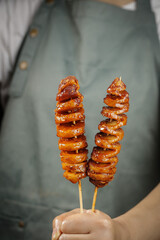 Handmade Grilled Spiced Potato Skewers - Traditional Henan Street Food Spiral Snacks