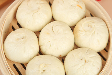 Handmade Pork and Scallion Steamed Buns in Bamboo Steamer - Fresh Asian Dim Sum