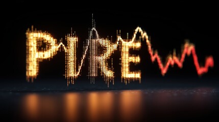 Market Dynamics: A dynamic visual representation of market fluctuations, using luminous text and contrasting color gradients to depict the interplay of highs and lows.
