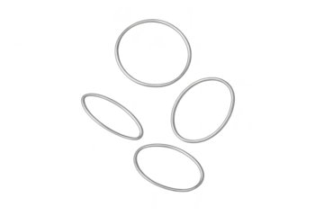 Four shiny metallic rings isolated on transparent background, modern design