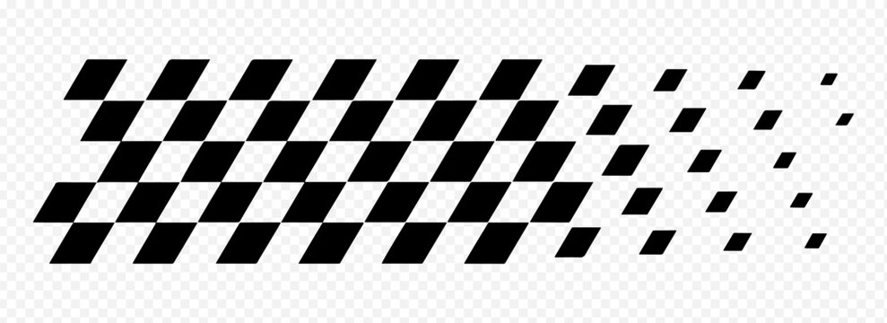 Racing flag background. Diagonal checkered flag pattern in black and white. Classic racing theme for motorsport, textiles, banners, design. Vector illustration