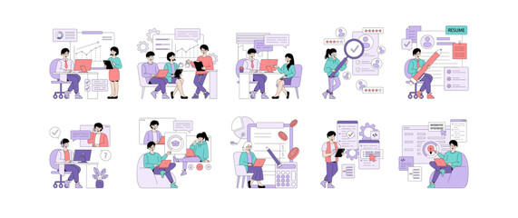 Business Collaboration and Analysis Vector Illustration