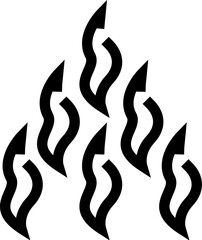 Black and white fire flames icon burning graphic