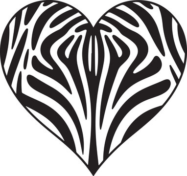 Black and white zebra print heart shape animal pattern wild fashion valentine love symbol