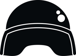 Obraz premium Military soldier helmet in black silhouette representing head protection and combat gear