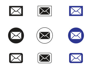 Email icon solid and outline illustration, pictogram isolated on white design element. Envelope icon stroke vector icon simple black style.