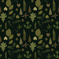 Green leaves vector illustration, pattern