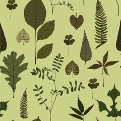 Green leaves vector illustration, pattern