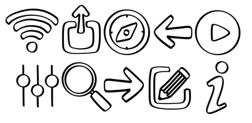 Set of hand drawn Website Interface theme Isolated Vector