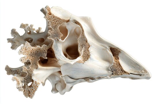 Skull anatomical model showing complex structures of nasal cavity, turbinates, and paranasal sinuses