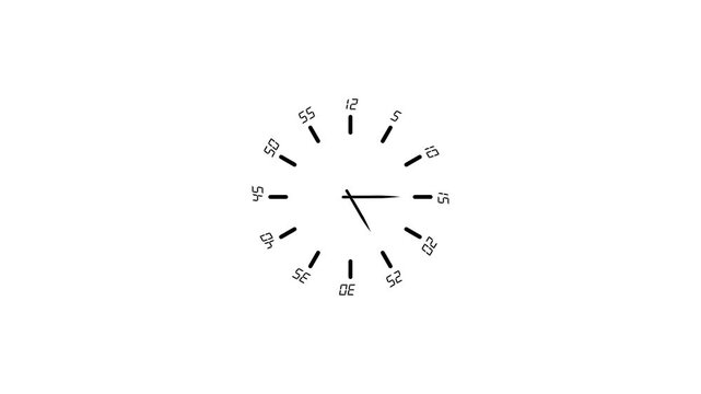 Clock face animation in 4K showcasing continuously turning watch arrows, delivering a seamless 24-hour rotational cycle optimized for modern motion graphics workflows