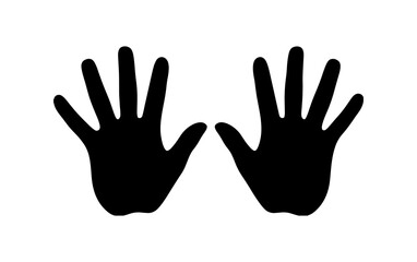 a silhouette of left and right palms