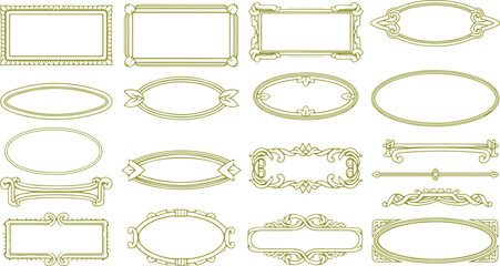 Elegant Vintage Ornamental Frames Collection &ndash; Retro Decorative Borders, Blank Labels & Classic Line Art Design Set