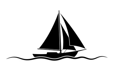 A silhouette of sailboat on water