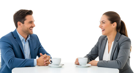 Fototapeta premium Business people discussing on table isolated on white or transparent